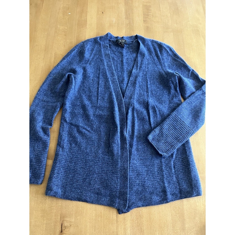 Lord & Taylor 100% Cashmere Open Front Wrap Cardigan Sweater Blue Women's M Soft
